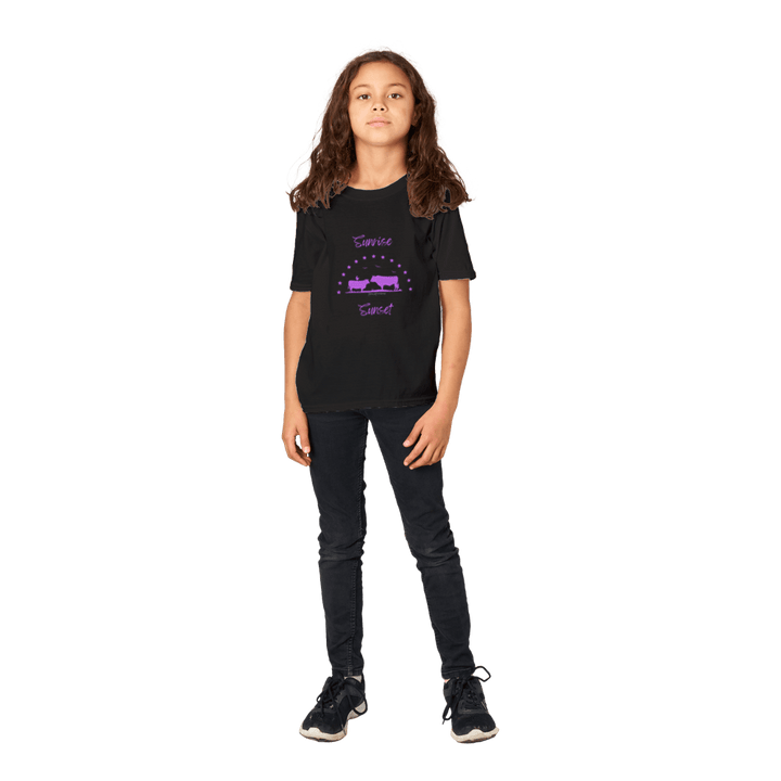 Girls Purple Sunrise Sunset - Classic Crewneck T-shirt - [farm_afternoons]