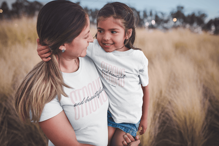 Girls Strong & Beautiful Crewneck T-shirt - [farm_afternoons]