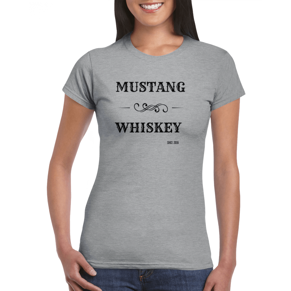 Women's White Mustang Whiskey T-shirt - [farm_afternoons]