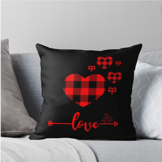 Red Love Hearts Throw Pillow - [farm_afternoons]