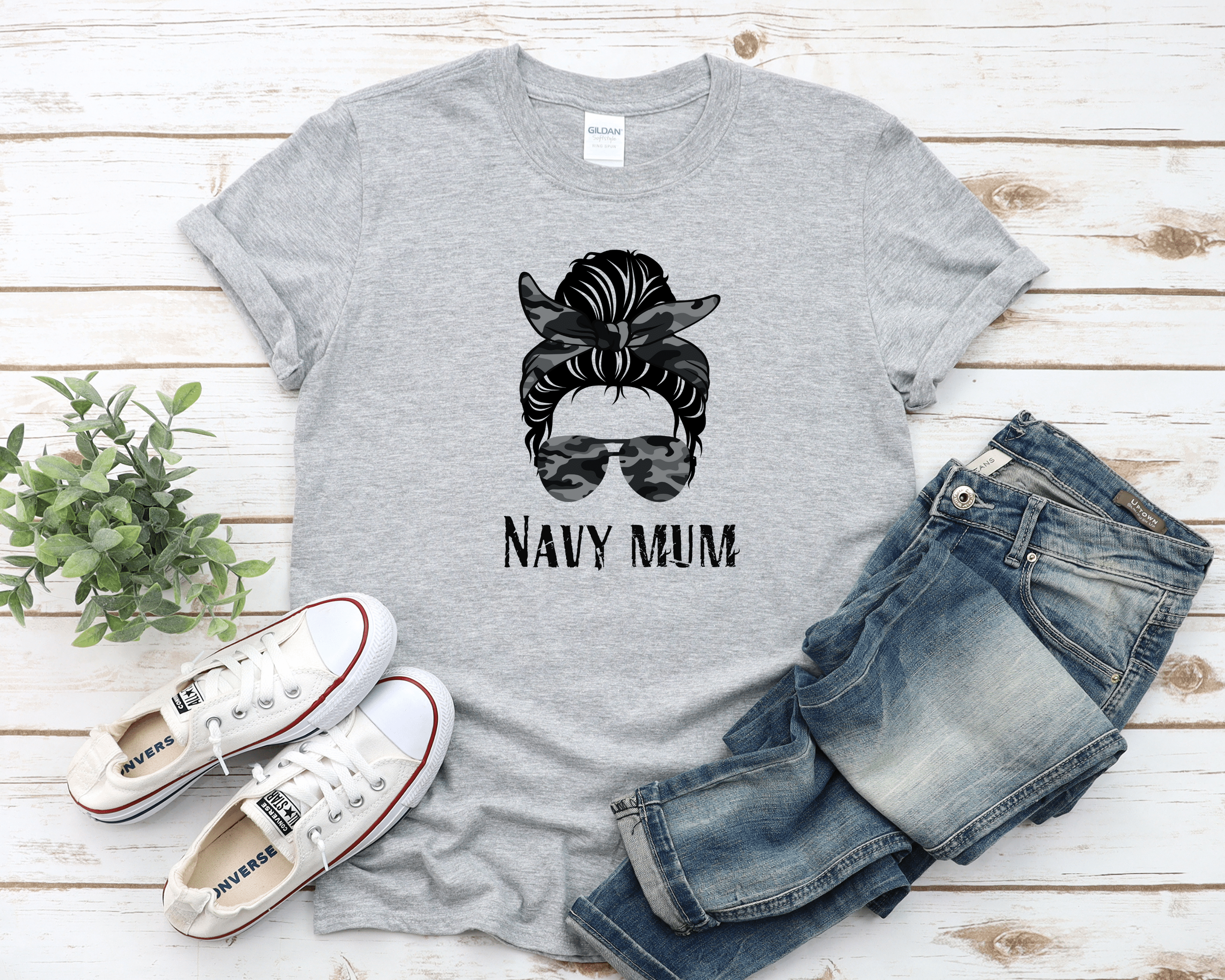 Women's Navy Mum T-shirt - [farm_afternoons]