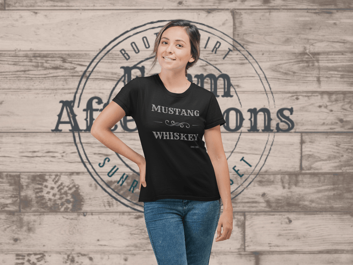 Women's Mustang Whiskey T-shirt - [farm_afternoons]