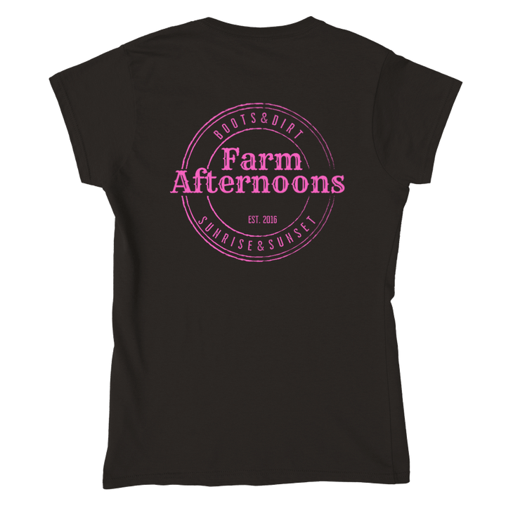 Women's Pink Merch T-shirt - [farm_afternoons]