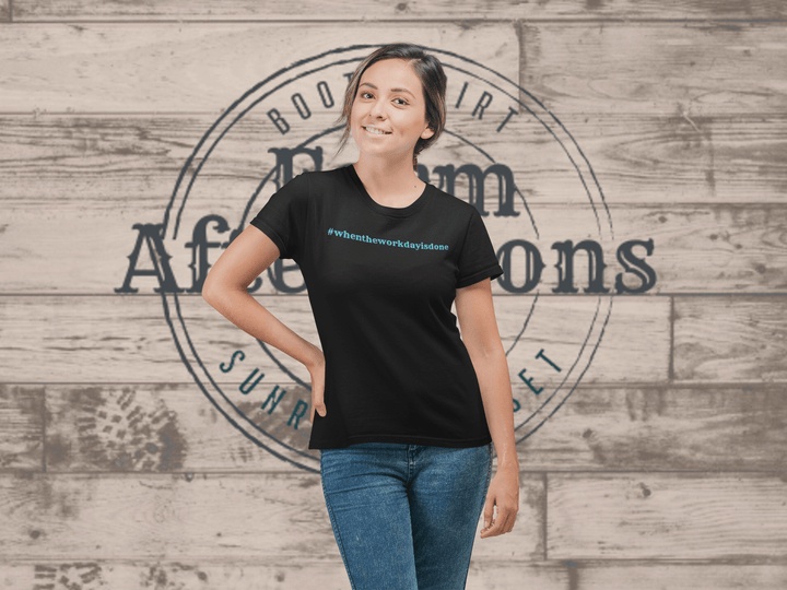 Womens Aqua Merch T-shirt - [farm_afternoons]