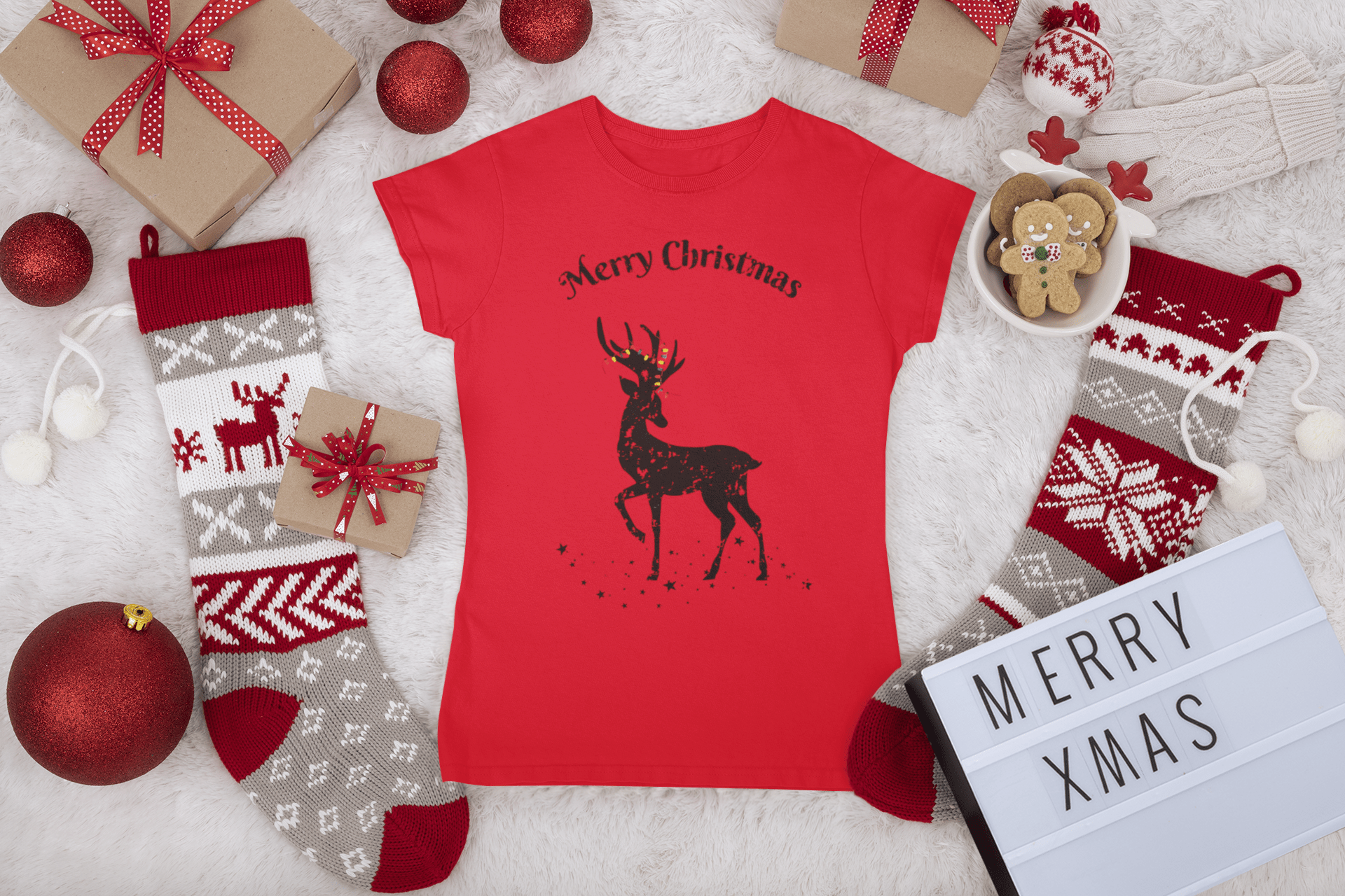 Women's Vintage Reindeer T-shirt - [farm_afternoons]