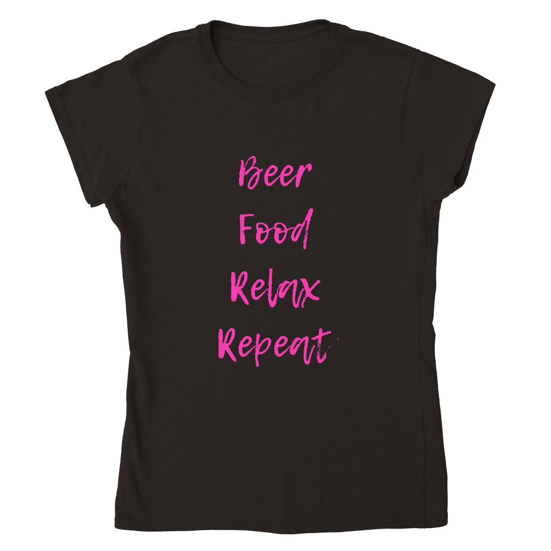 Womens Beer Food Relax Repeat T-shirt - [farm_afternoons]