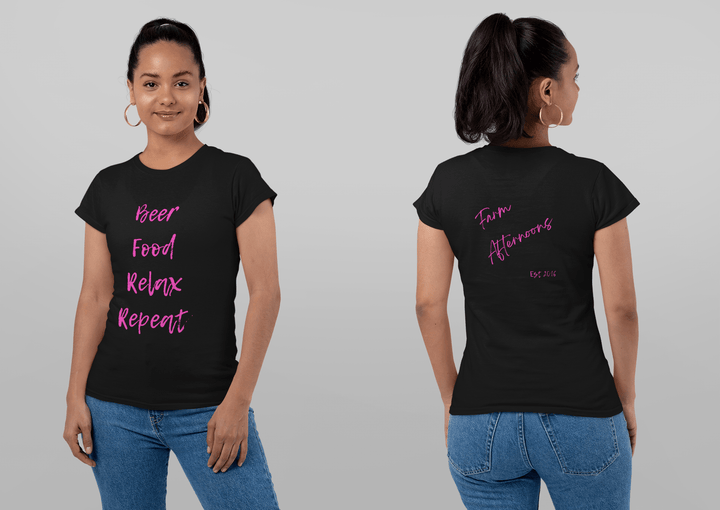 Womens Beer Food Relax Repeat T-shirt - [farm_afternoons]