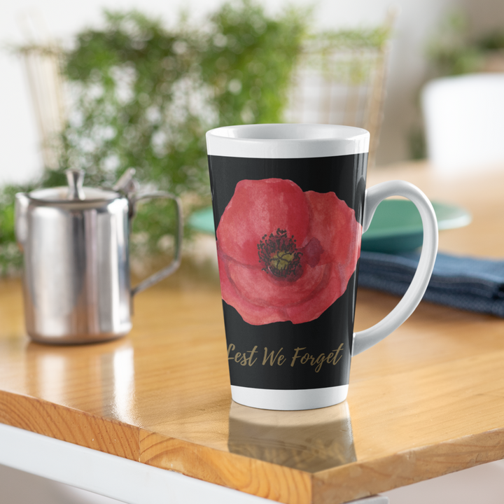 Black with Red PoppyCeramic 17oz Mug