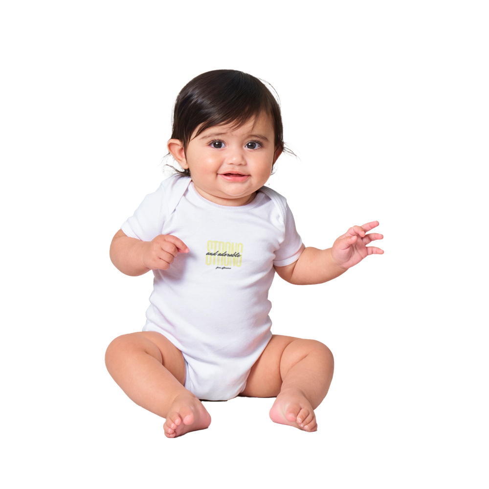 Yellow Strong and Adorable -  Baby Short Sleeve Onesies - [farm_afternoons]