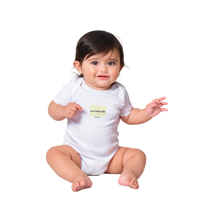 Yellow Strong and Adorable -  Baby Short Sleeve Onesies - [farm_afternoons]