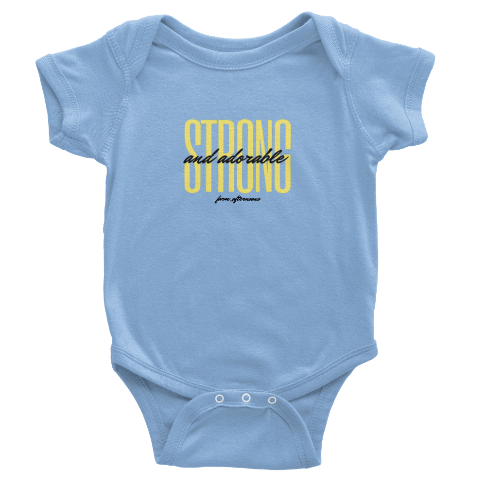 Yellow Strong and Adorable -  Baby Short Sleeve Onesies - [farm_afternoons]