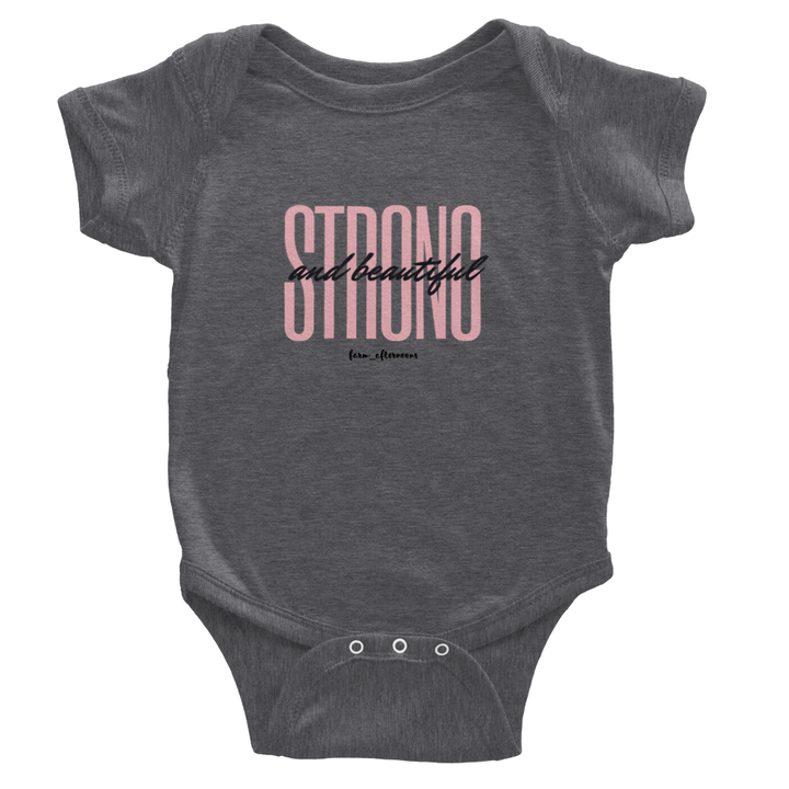 Pink Strong & Beautiful - Baby Short Sleeve Onesies - [farm_afternoons]