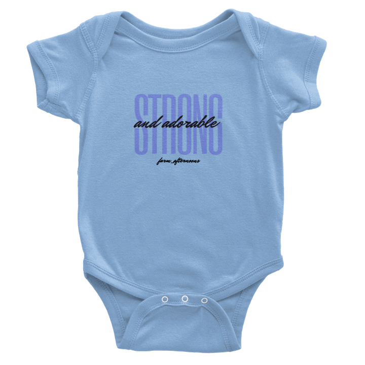 Blue Strong & Adorable - Baby Short Sleeve Onesies - [farm_afternoons]