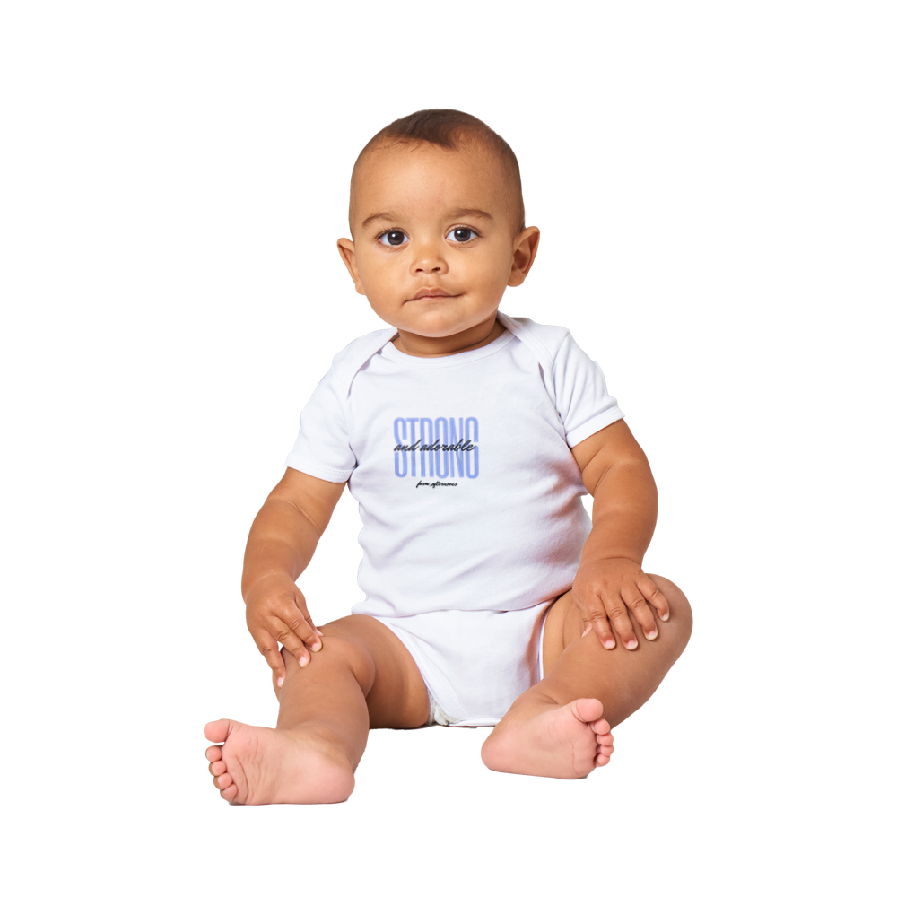 Blue Strong & Adorable - Baby Short Sleeve Onesies - [farm_afternoons]